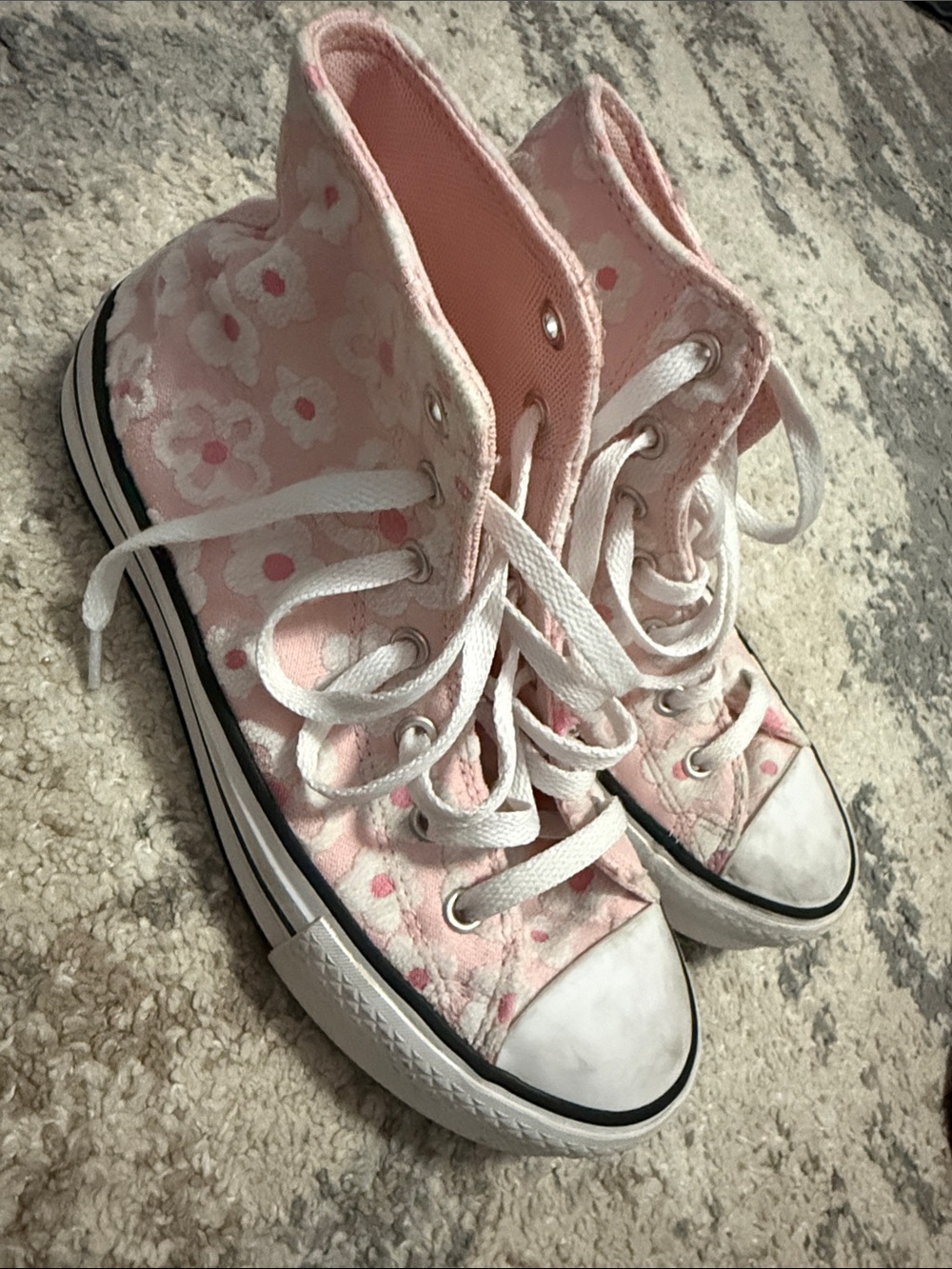 Converse Pink Floral High-Top Kids Sneakers